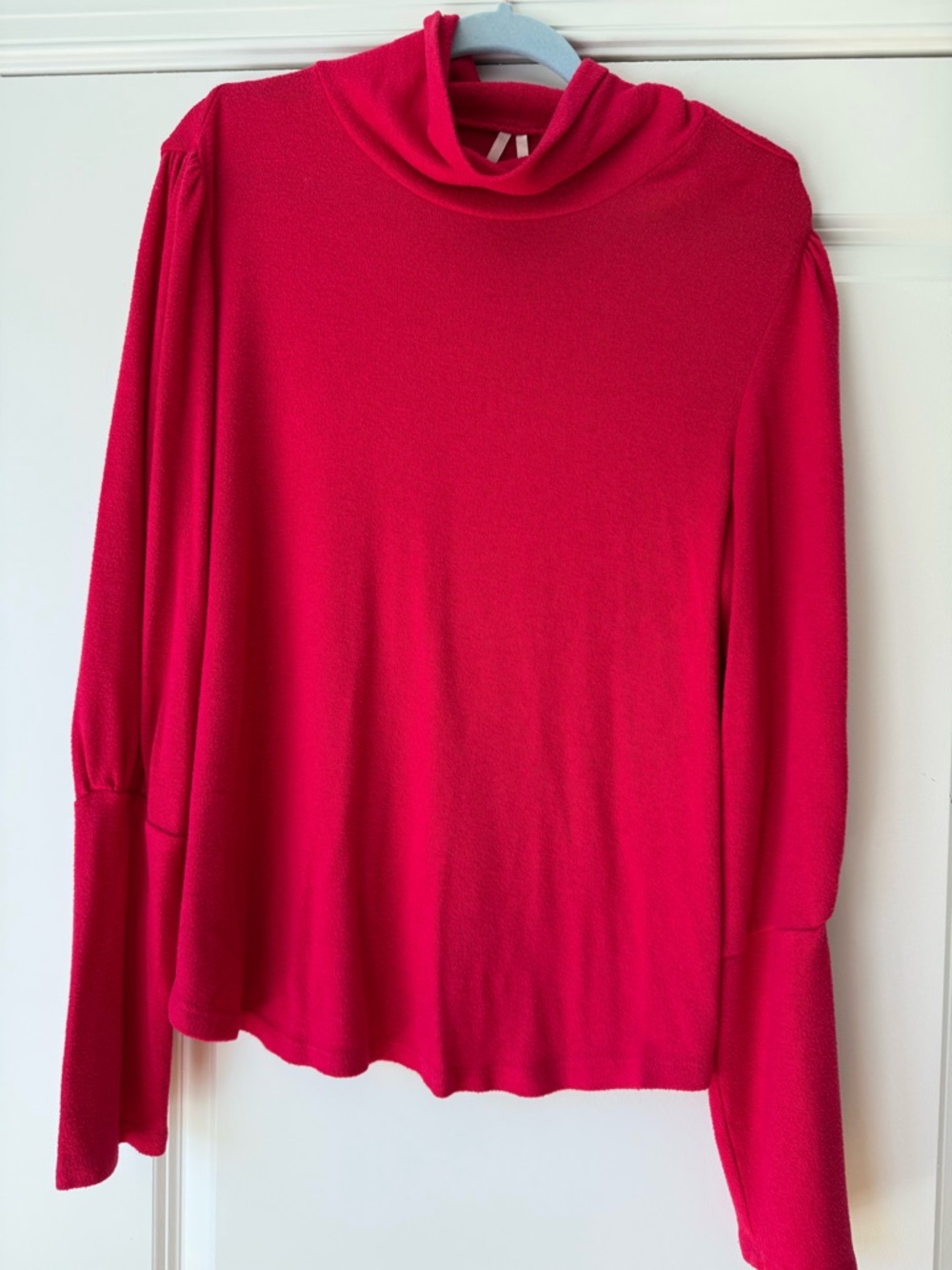 Anthropologie Vivid Pink Knit Turtleneck Sweater, Sleeves With Long Cuffs, XL